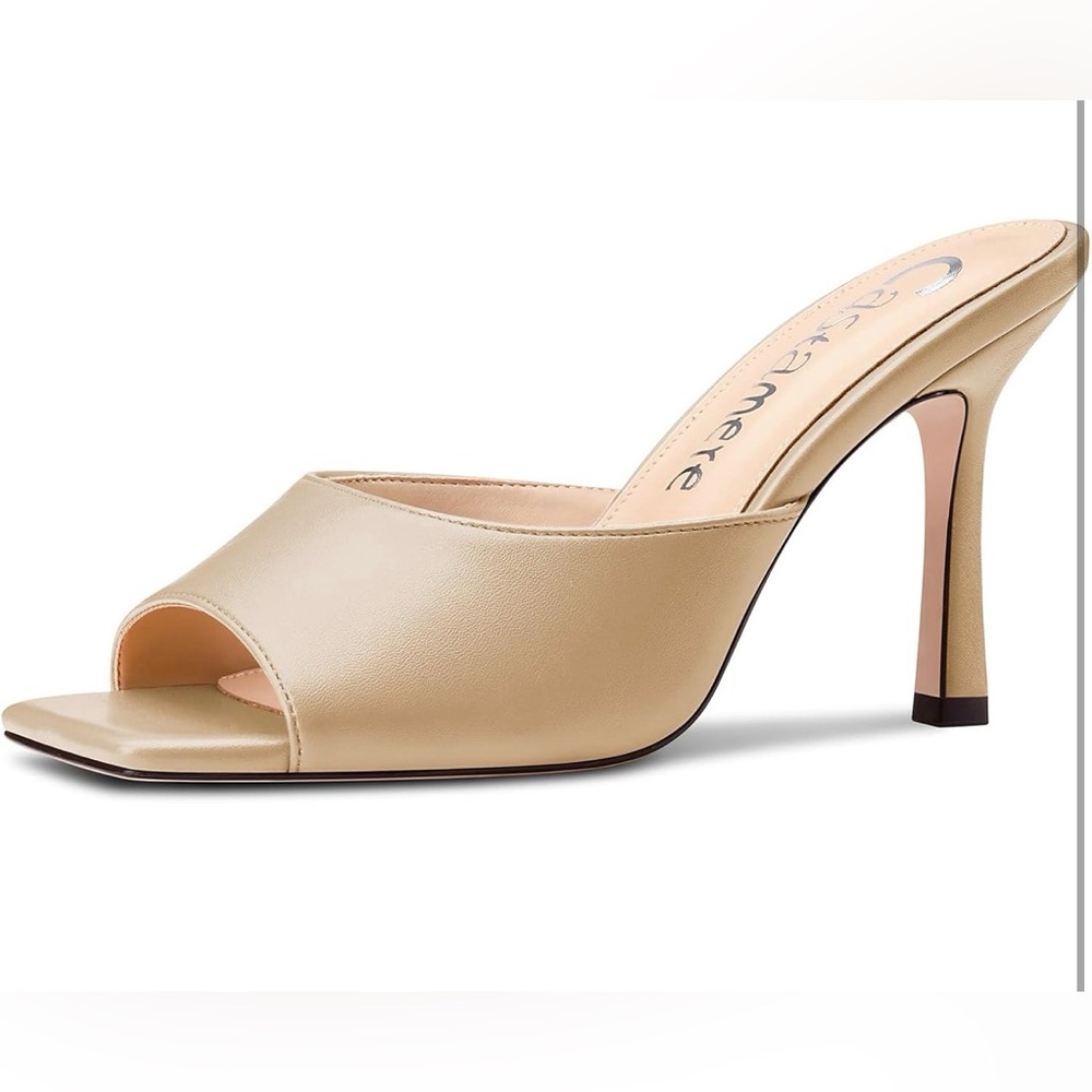Castamere Women’s Size 7.5 Beige Cream Open Square Toe High Heels Pumps Sandals